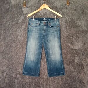 7 For All Mankind Dojo Blue Cropped Ankle Jeans Womens 28